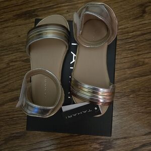 Tahari Little Girl Gold and Silver Strappy Sandals